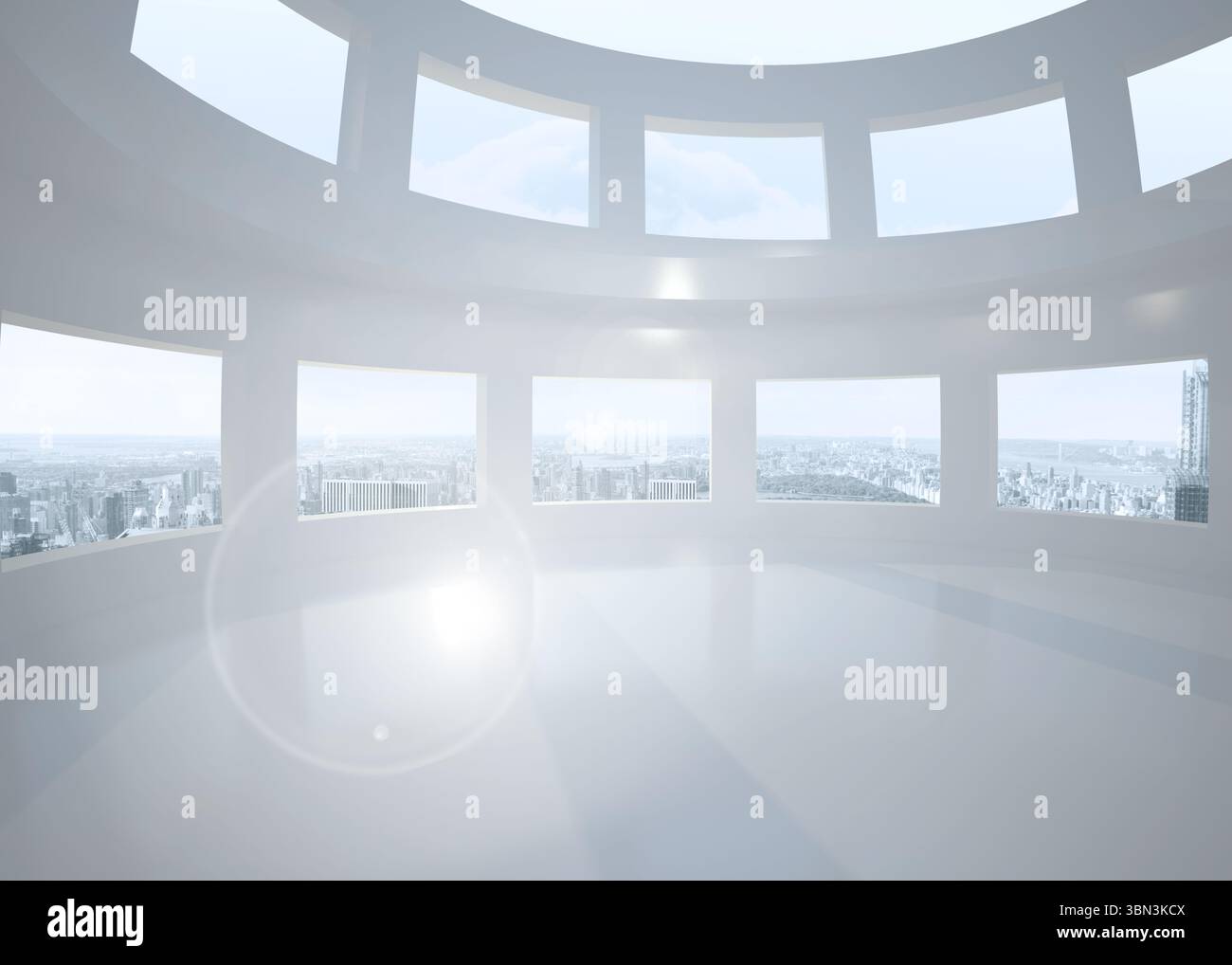 Luminosa sala bianca con windows Foto Stock