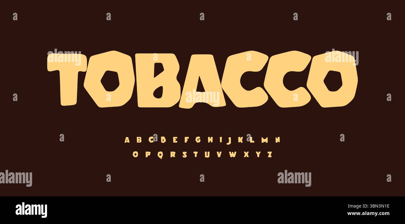 Alfabeto stravagante, carattere fumettistico gonfiabile, divertente e divertente carattere cartoni animati con logo per snack food, bizzarro stile di strada, titolo festivo per il cibo Illustrazione Vettoriale