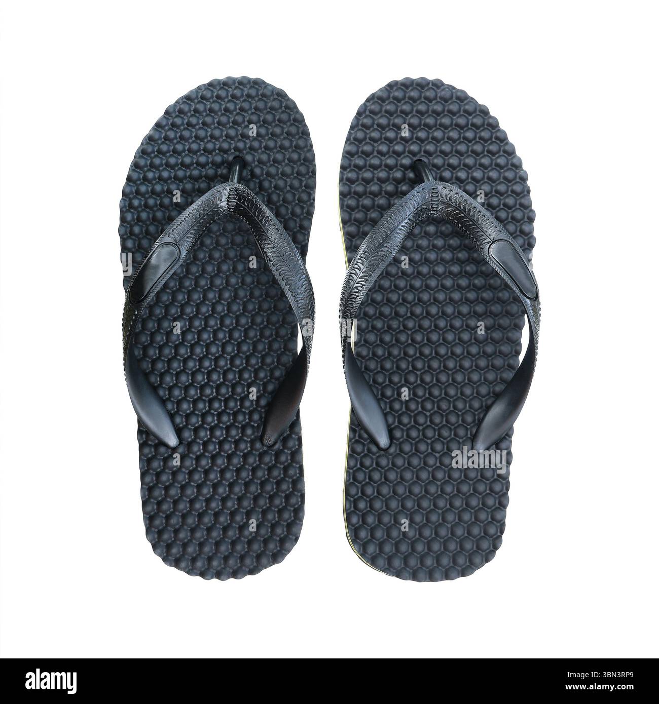 è un sandalo nero isolato su bianco. Foto Stock