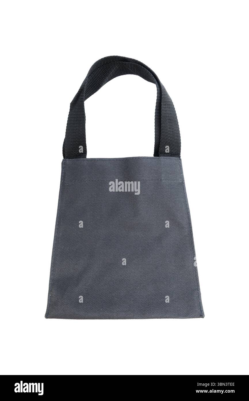 si tratta di un sacchetto nero cosmetico isolato su bianco. Foto Stock