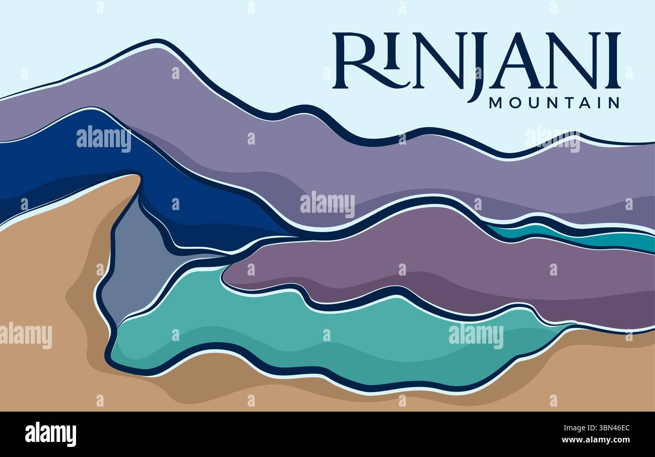 Rinjani Mountain Abstract background Vector. Design alpino indonesiano Illustrazione Vettoriale