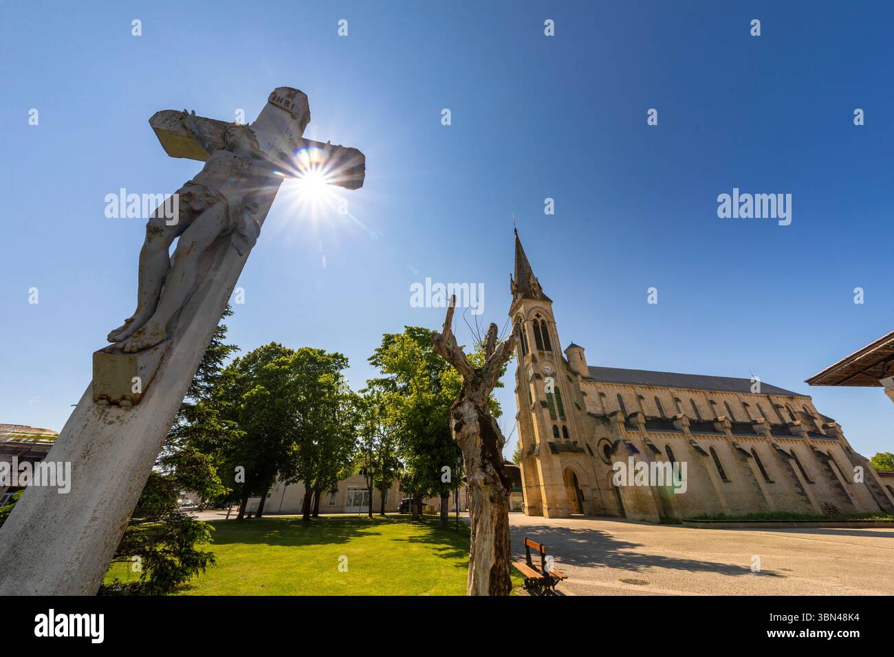 Francia, nuova Aquitania, Gironda, Medoc, Carcans MaubuissonSaint-Martin Church Foto Stock