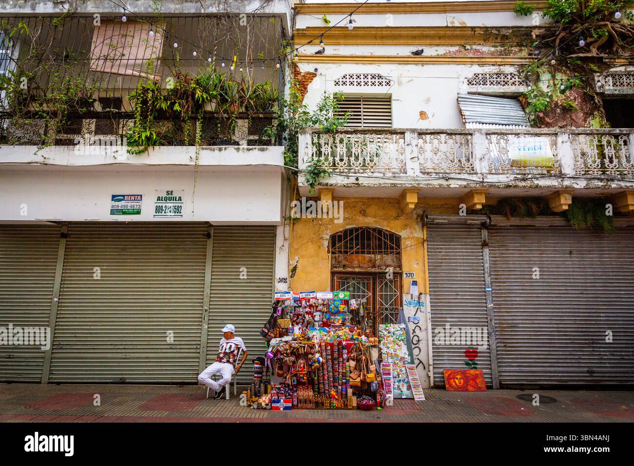 Repubblica Dominicana, provincia di Santo Domingo, Santo Domingo, Santo Domingo,. Via pedonale El conde, il centro della città del quartiere coloniale Foto Stock