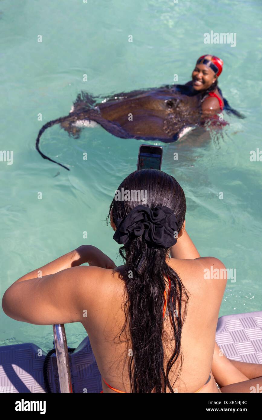Antigua e Barbuda, Indie occidentali, Antigua Island. Stingray City, Antigua Foto Stock