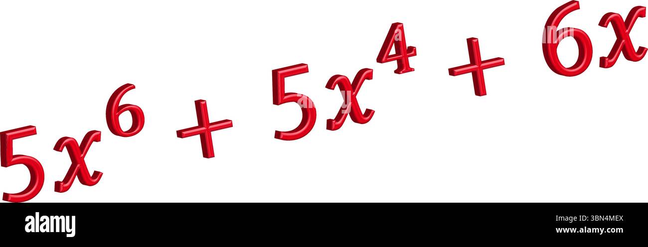 Factoring-5x^6-5x^4-6x-guida-passo-passo Illustrazione Vettoriale