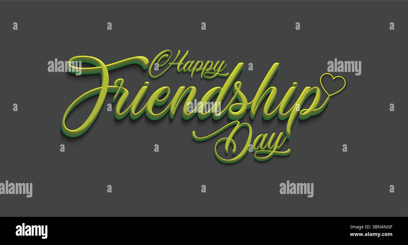 Poster in tipografia colorato Happy Friendship Day con icone divertenti e divertente design vettoriale. Illustrazione Vettoriale
