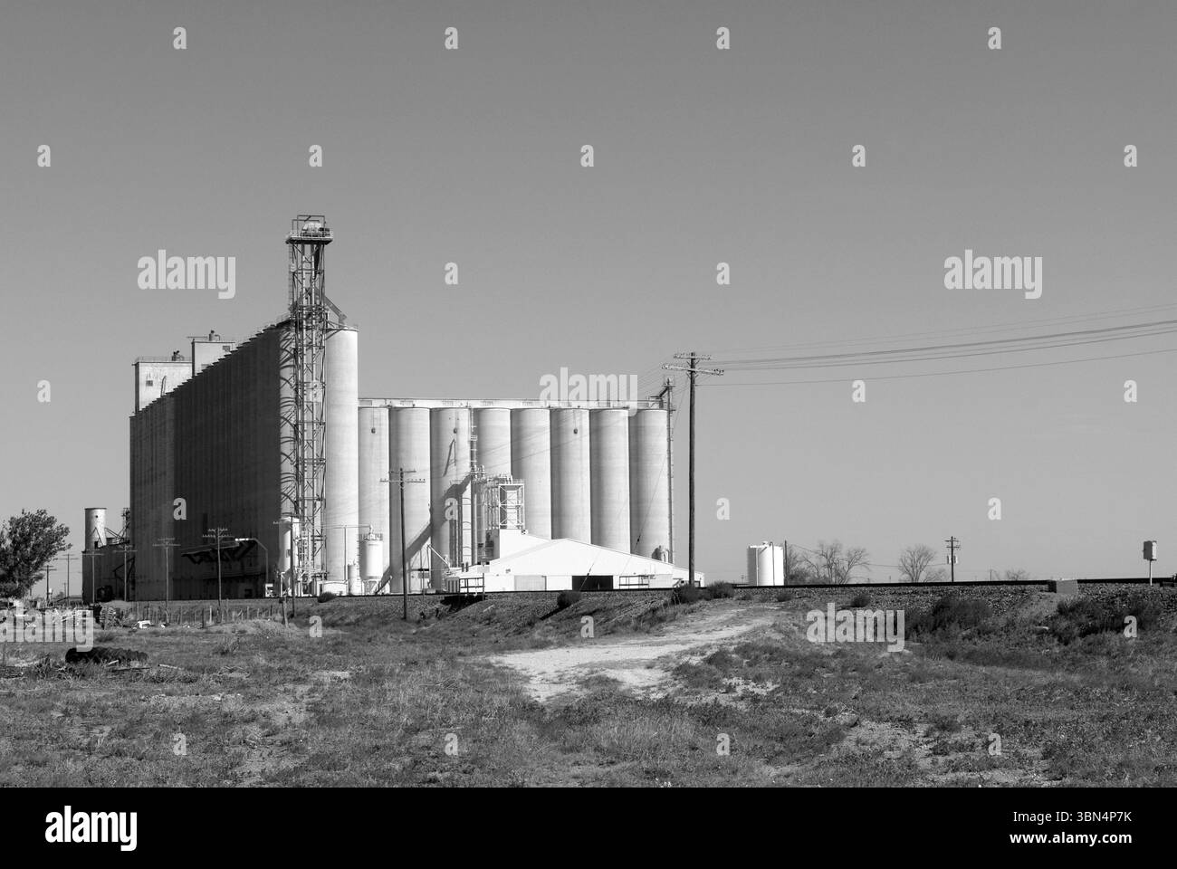 Stabilimento di produzione di mangimi e gin di cotone nella comunità agricola rurale di Lariat, Texas, Stati Uniti. Foto Stock