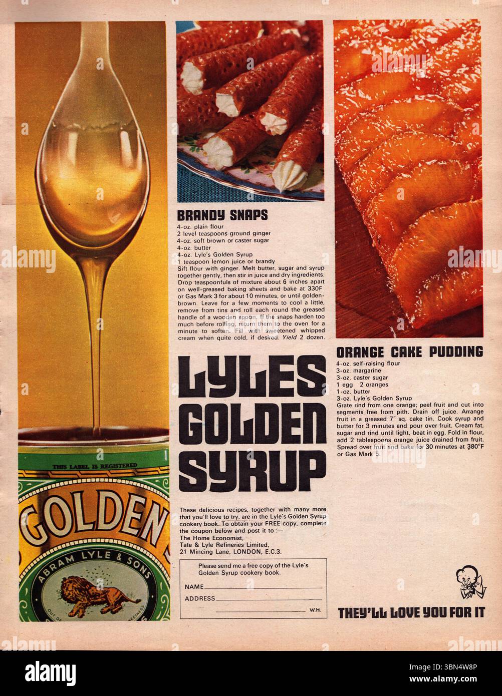 Lyle's Golden Syrup, pubblicità sulla rivista vintage, spot Abram Lyle & Sons Golden Syrup Foto Stock