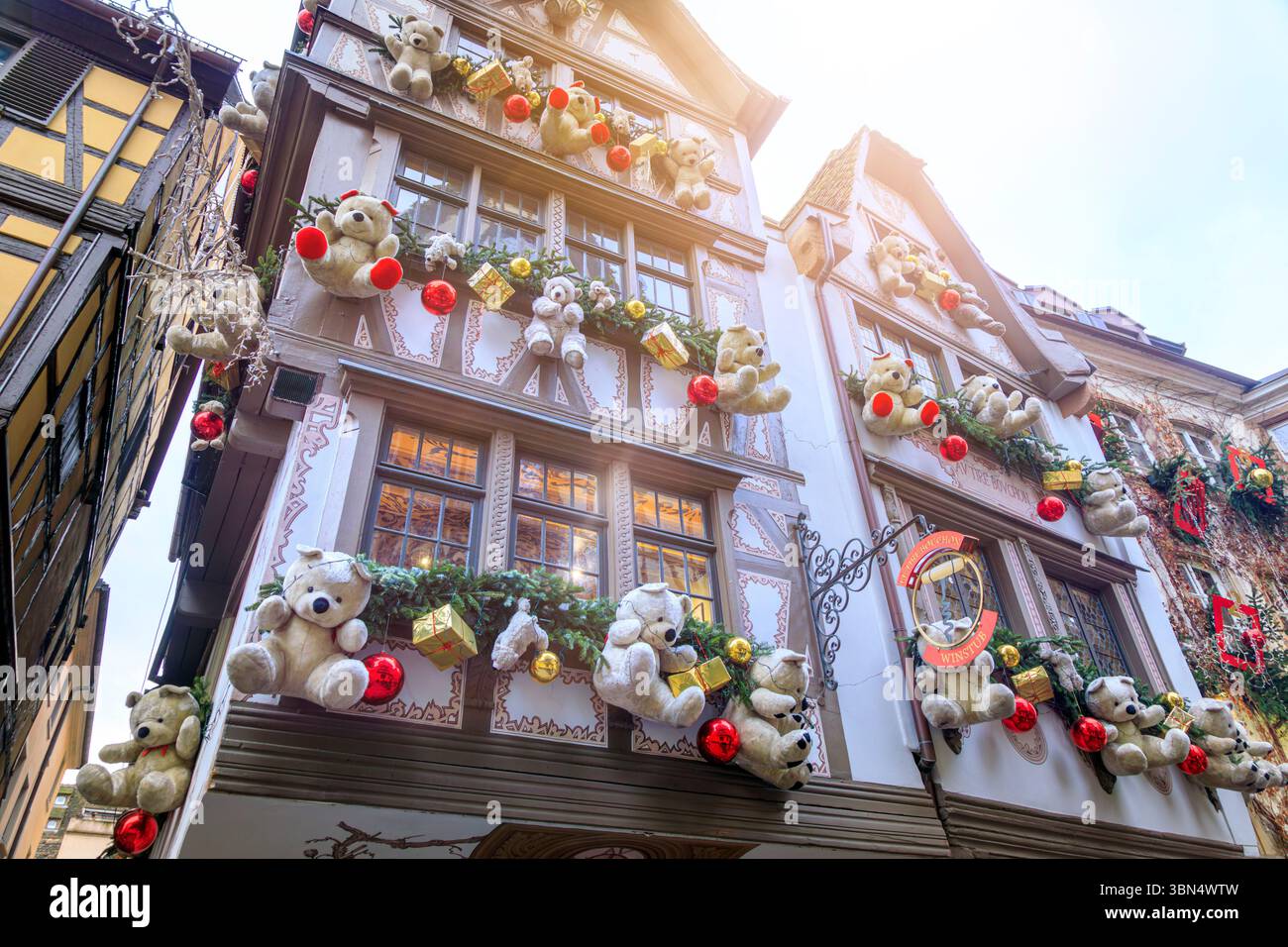Francia, Grand Est, Alsazia-Champagne-Ardenne-Lorena, Alsazia, Bas-Rhin, Strasburgo, rue des tailleurs de pierre, winstub le Tire-Bouchon Foto Stock
