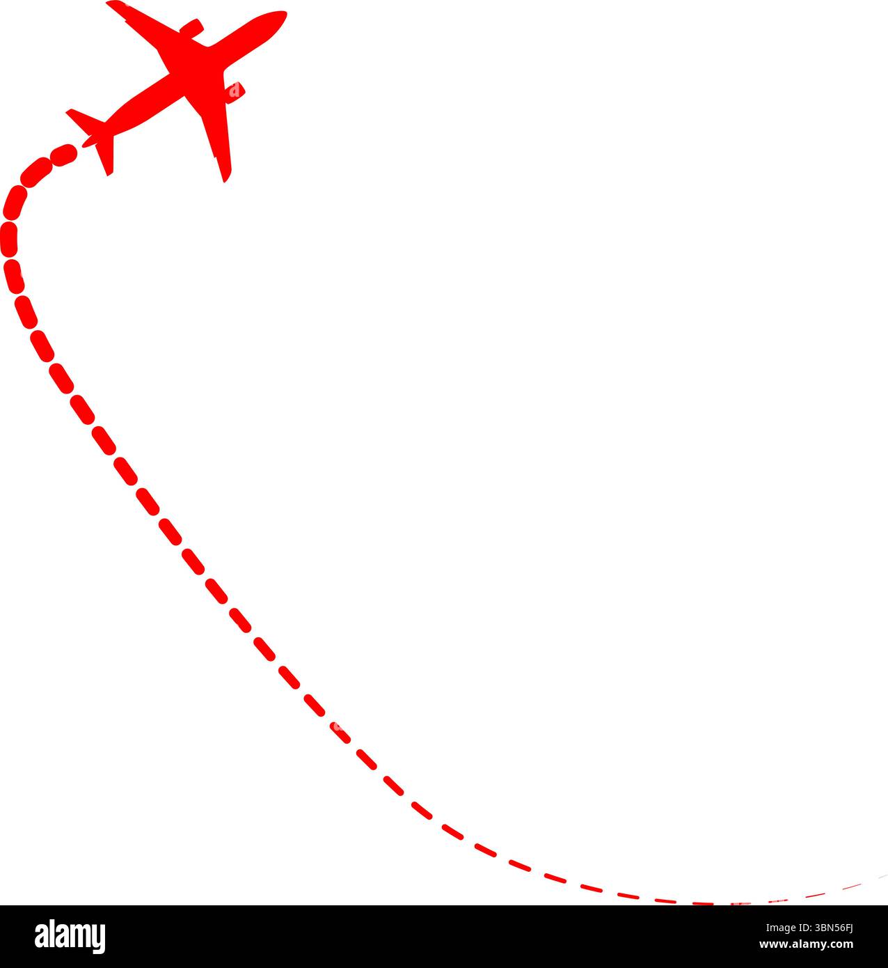aereo rosso con icona tratteggiata del percorso di volo Illustrazione Vettoriale
