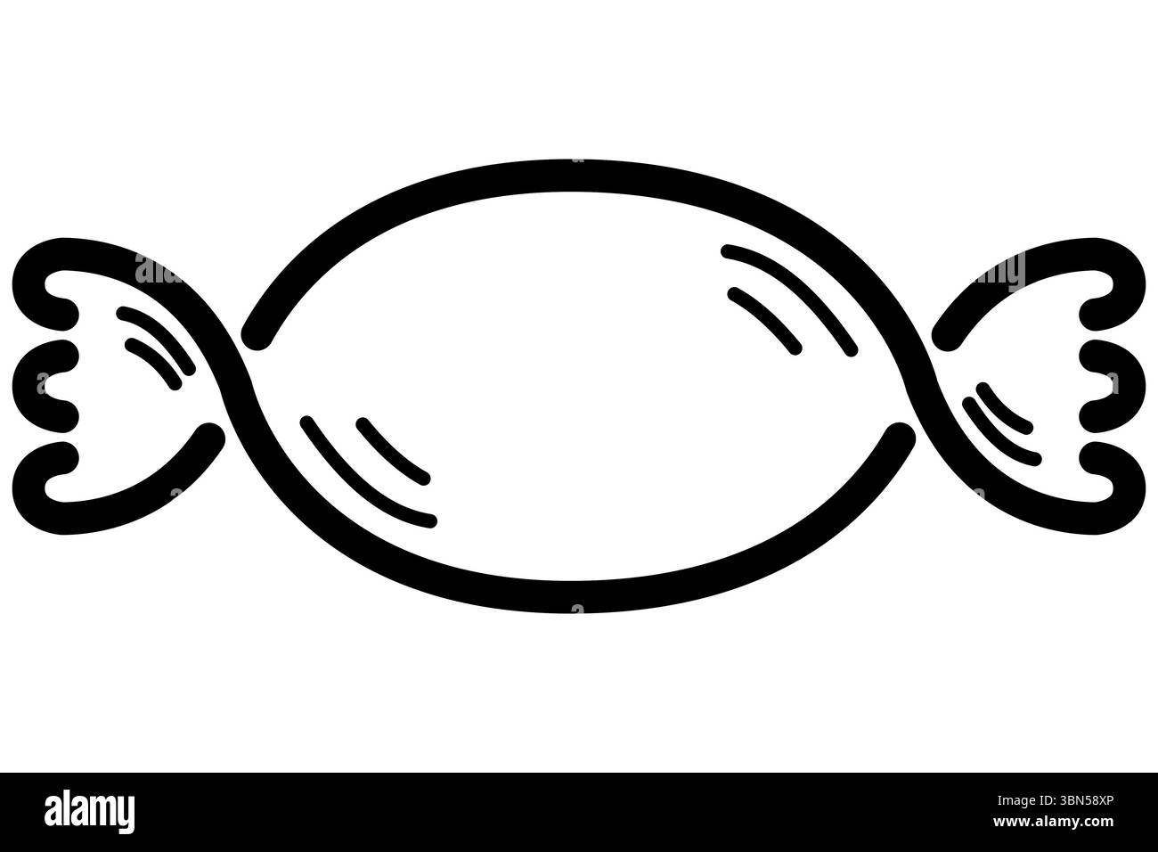 Icona di bonbon ovale avvolta con ombre Foto Stock