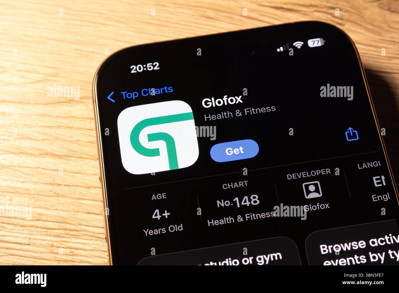 Ostrava, Cechia - 31 gennaio 2025: Apple App Store con Glofox fitness app per iscrizioni alla palestra Foto Stock