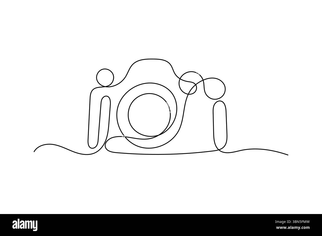 Immagine continua su una linea dell'icona vettoriale premium della fotocamera Illustrazione Vettoriale