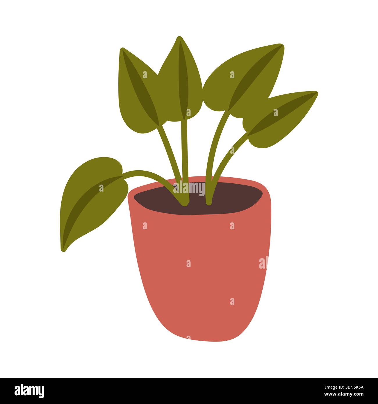 Illustrazione Plant in pot Vector. Piante decorative piatte per interni in pentole per la decorazione di interni per la casa o l'ufficio, collezione di fiori verdi da giardino isol Illustrazione Vettoriale