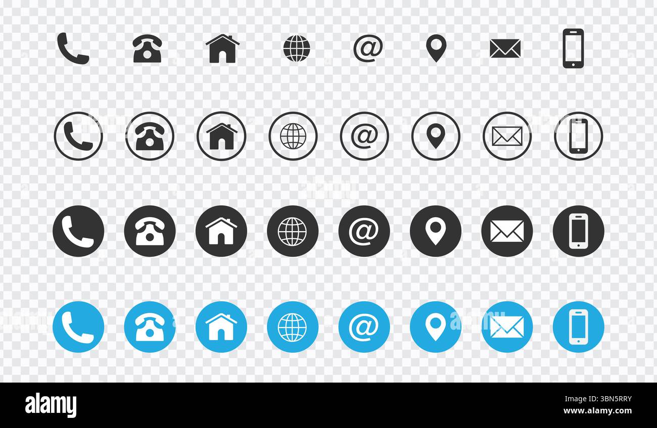 Set di icone Web 35 – biglietto da visita, informazioni di contatto e icone del sito Web Illustrazione Vettoriale