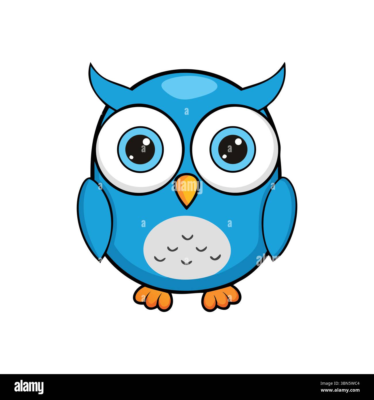 "Cute Blue Cartoon Owl - perfetto per i bambini e gli amanti degli animali" Illustrazione Vettoriale