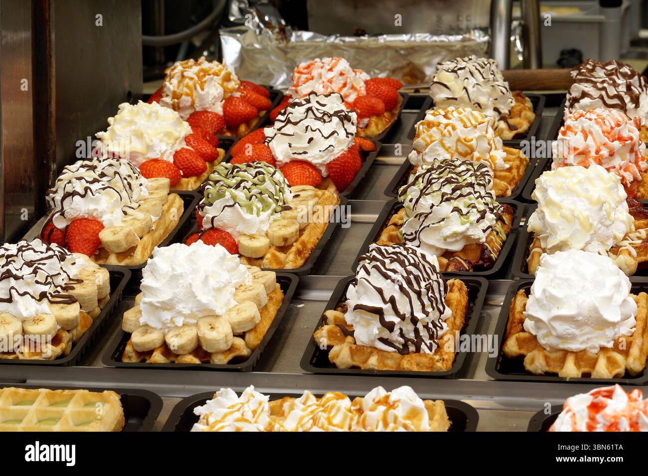 Pasticceria, waffle, città di Bruxelles, regione Bruxelles-capitale, Belgio, Europa Foto Stock