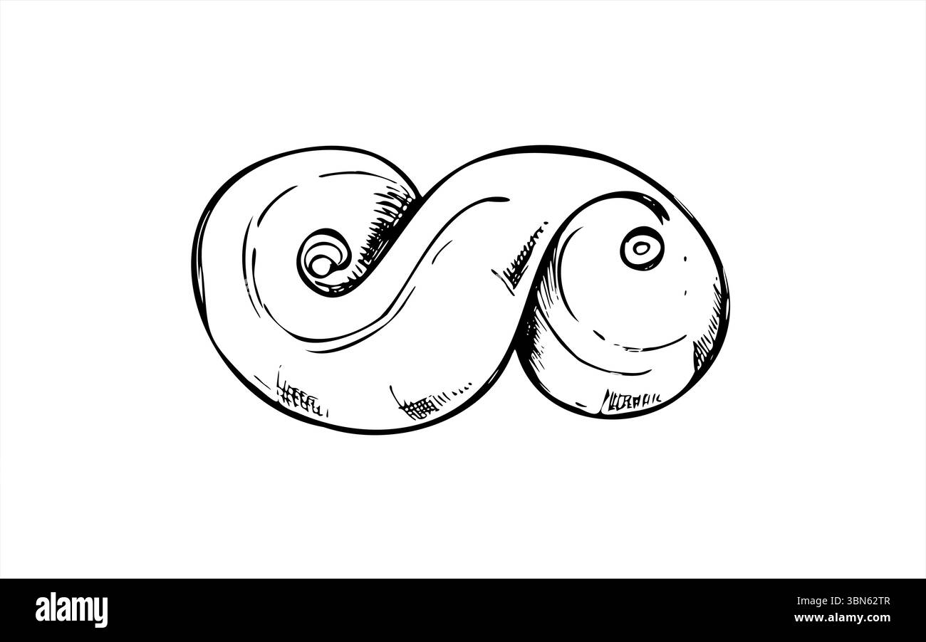 Illustrazione vettoriale monocromatica in svedese lussekatt o zafferano con inchiostri neri. Schizzo grafico della pasta lusse per le ricette di cottura natalizie Illustrazione Vettoriale