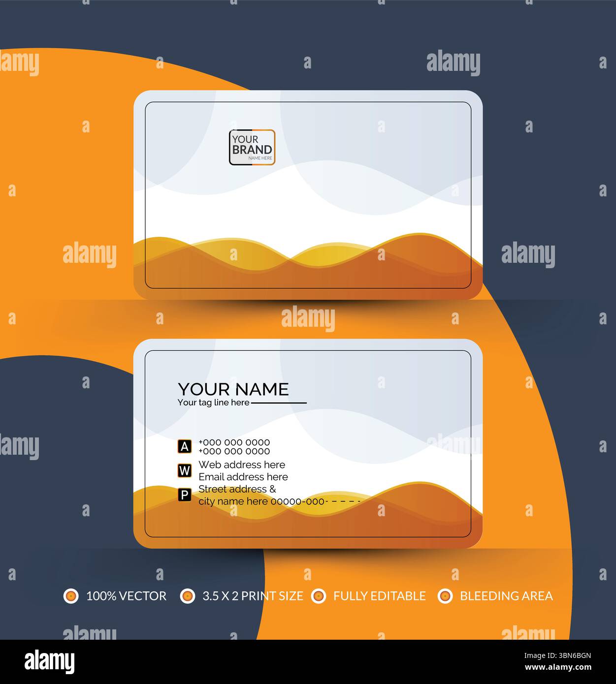 Moderno biglietto da visita con carta a due lati. Carta aziendale. Carta nome, carta d'identità Illustrazione Vettoriale