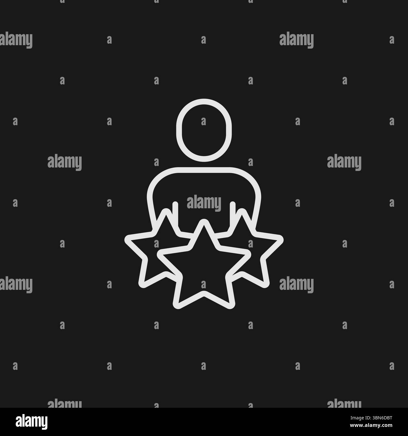 Icona a tre stelle di valutazione dei clienti e revisione degli utenti per un buon feedback sul servizio e un'esperienza media Illustrazione Vettoriale