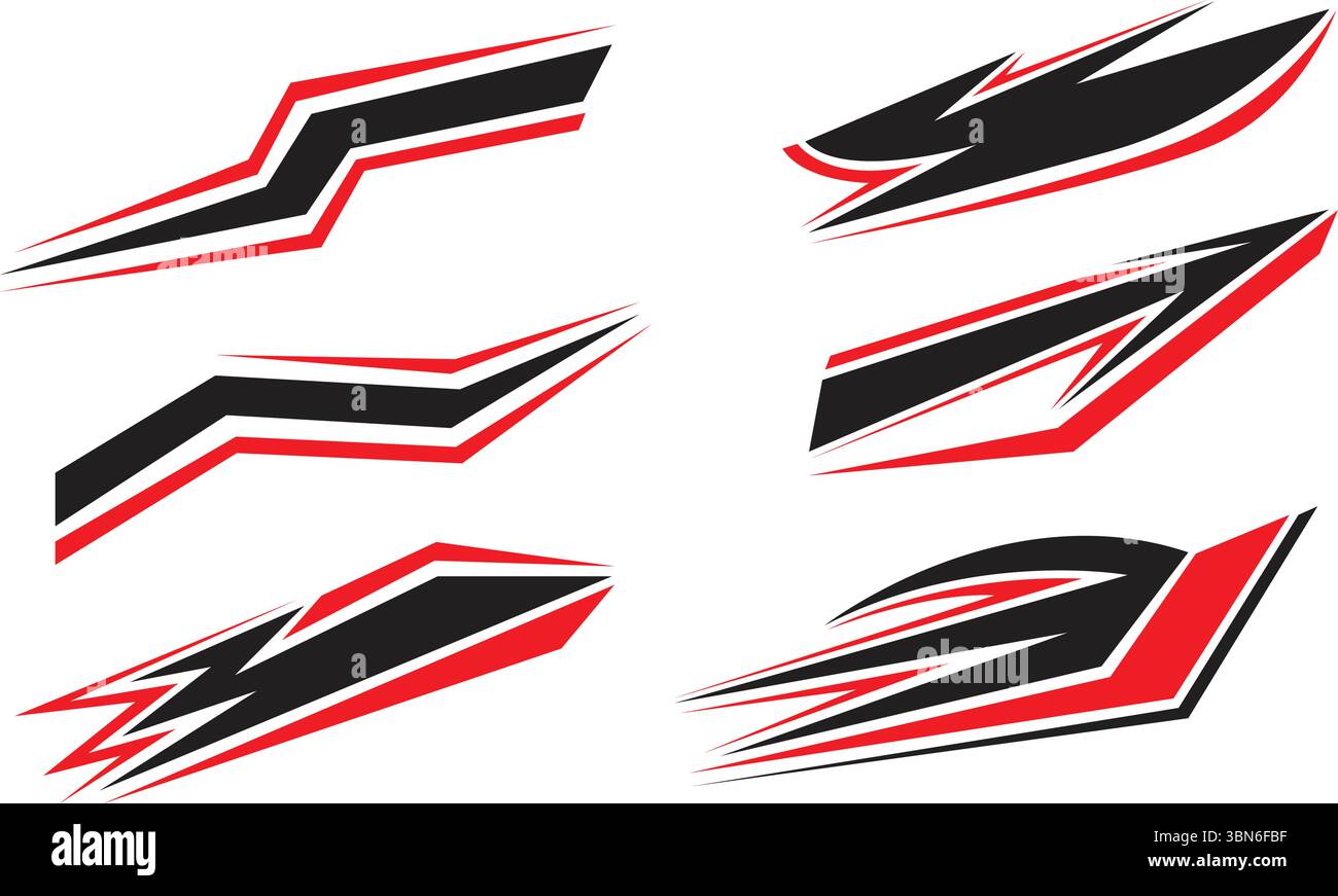 Elementi di design adesivi in vinile per auto rosso nero bianco Illustrazione Vettoriale Elementi di design adesivi in vinile per auto rosso nero bianco Illustrazione Vettoriale
