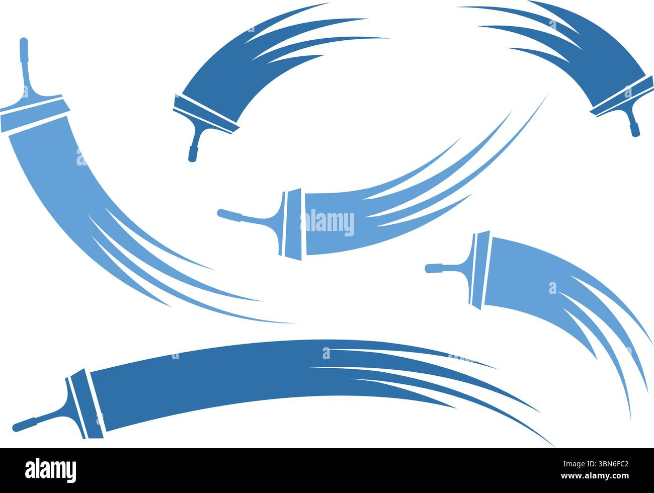 Pennello colore tratti Blu Swirls elementi di design creativi Illustrazione Vettoriale