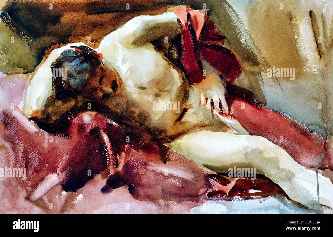 Italian Model di John Singer Sargent, After 1900, Classical Figure Study, Female Portrait in Oil, Public Domain fine Art, High-Resolution ArtWork Foto Stock