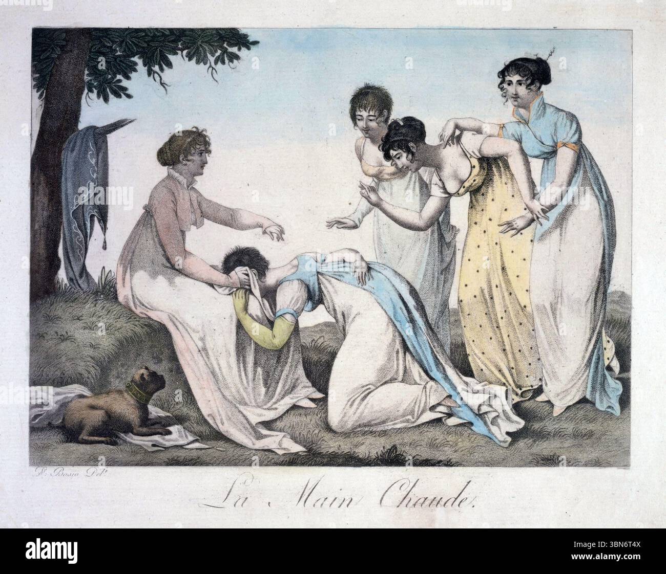 Jean Francois Bosio (1764-1827). "Le Bon Genre numéro 12 : la Main Chaude - 1803". Le opere d'arte Hot Hand, stampe d'antiquariato, abiti di moda per donne francesi all'inizio del XIX secolo Foto Stock