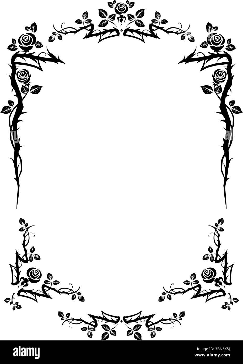 Cornice floreale nera Illustrazione Vettoriale