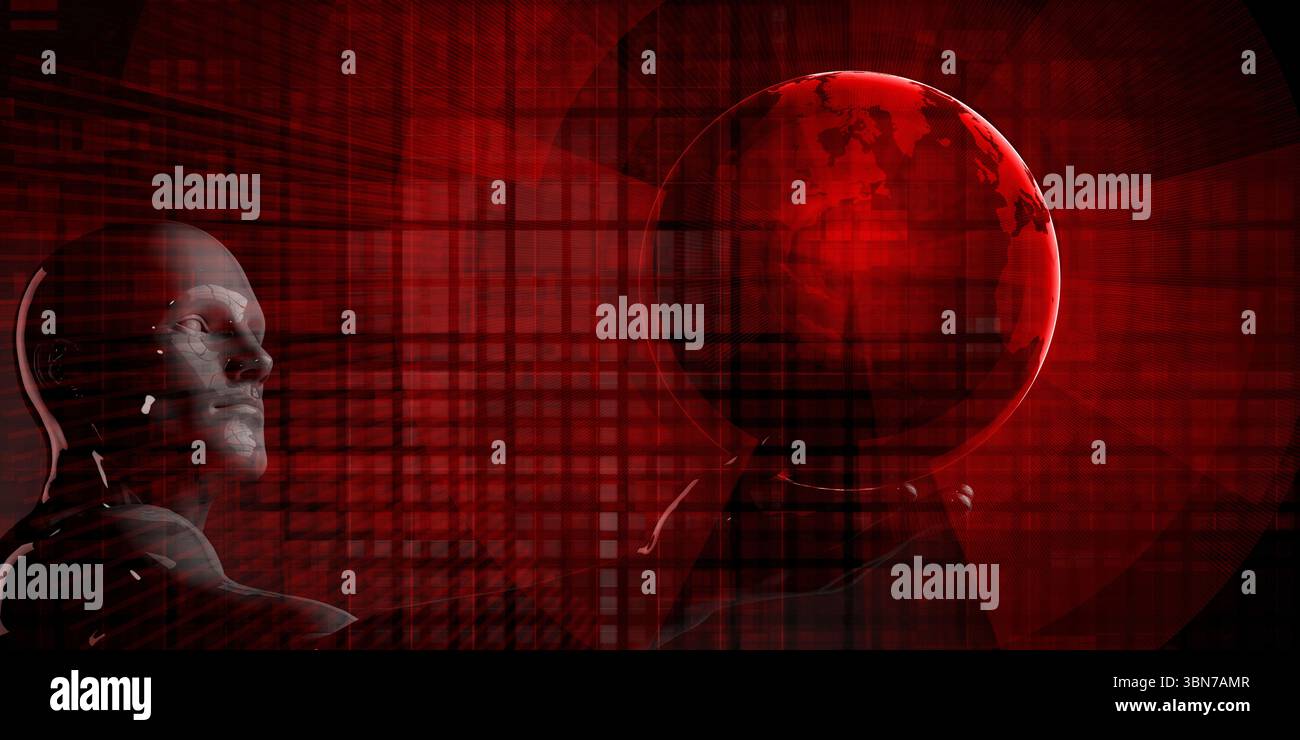 Global Network Coordinating Supply Chain Crisis Management Operations Foto Stock