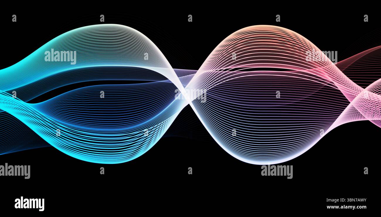 Frequenze digitali astratte che attraversano lo spazio e il tempo Foto Stock