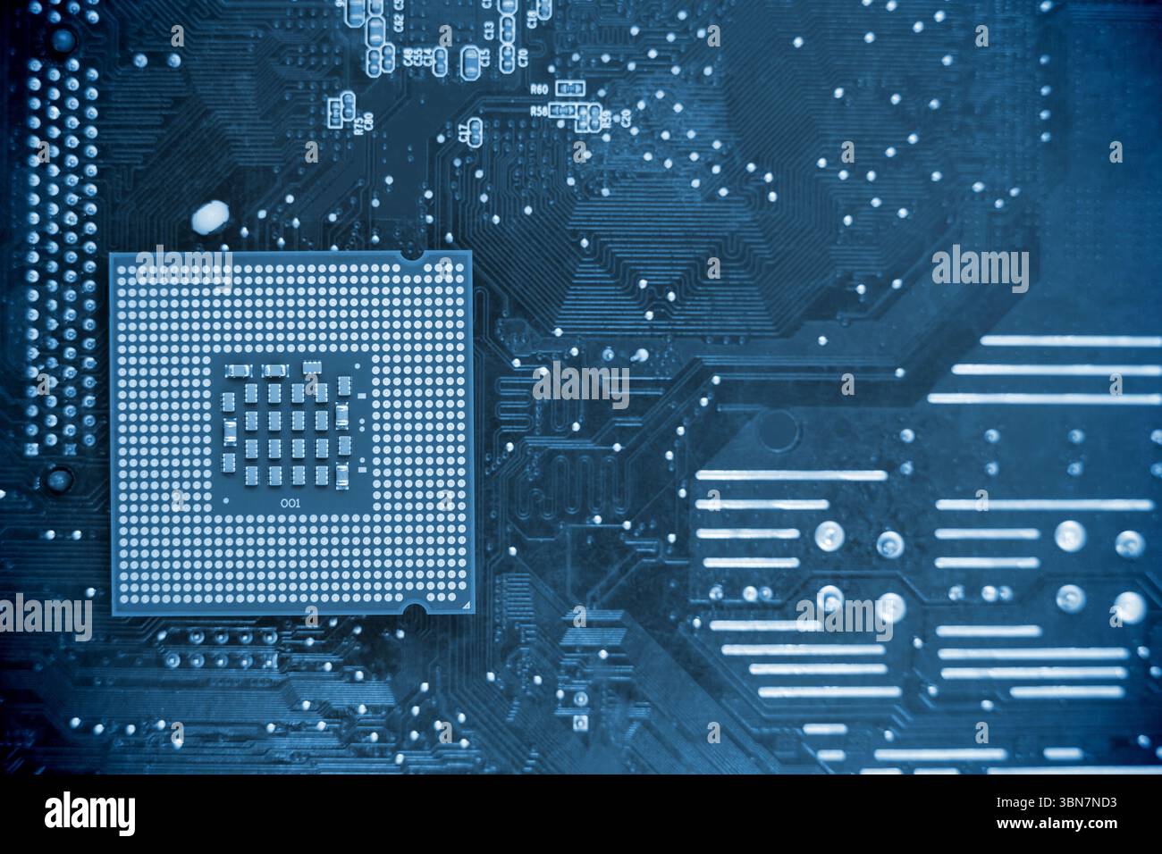 Microcomponenti nel chip del computer Foto Stock