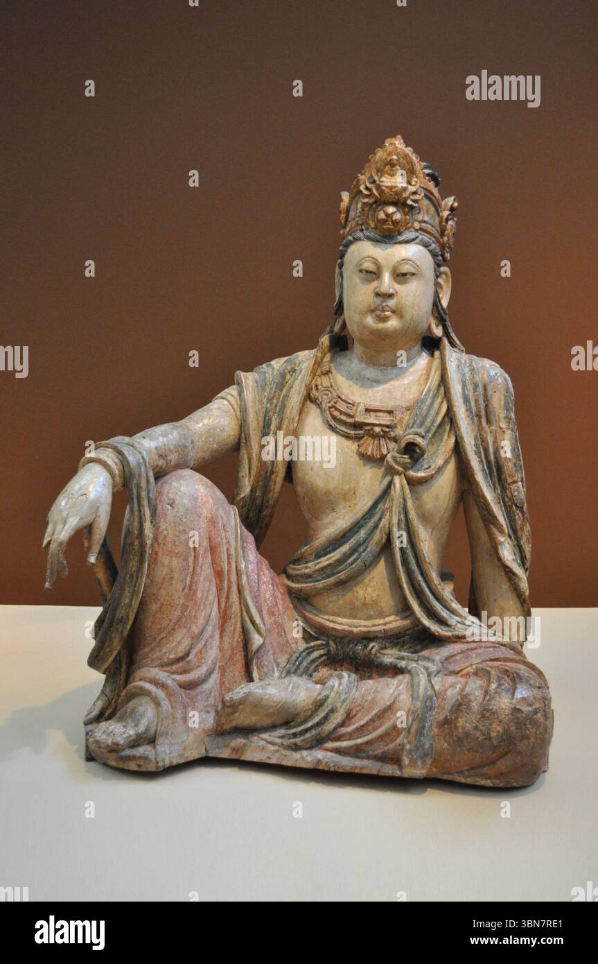 Arte cinese seduta Bodhisattva Guanyin Foto Stock