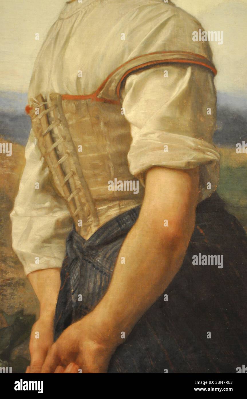 Dettaglio della pittura classica la coperta in pile della giovane Pastora di William-Adolphe Bouguereau Foto Stock