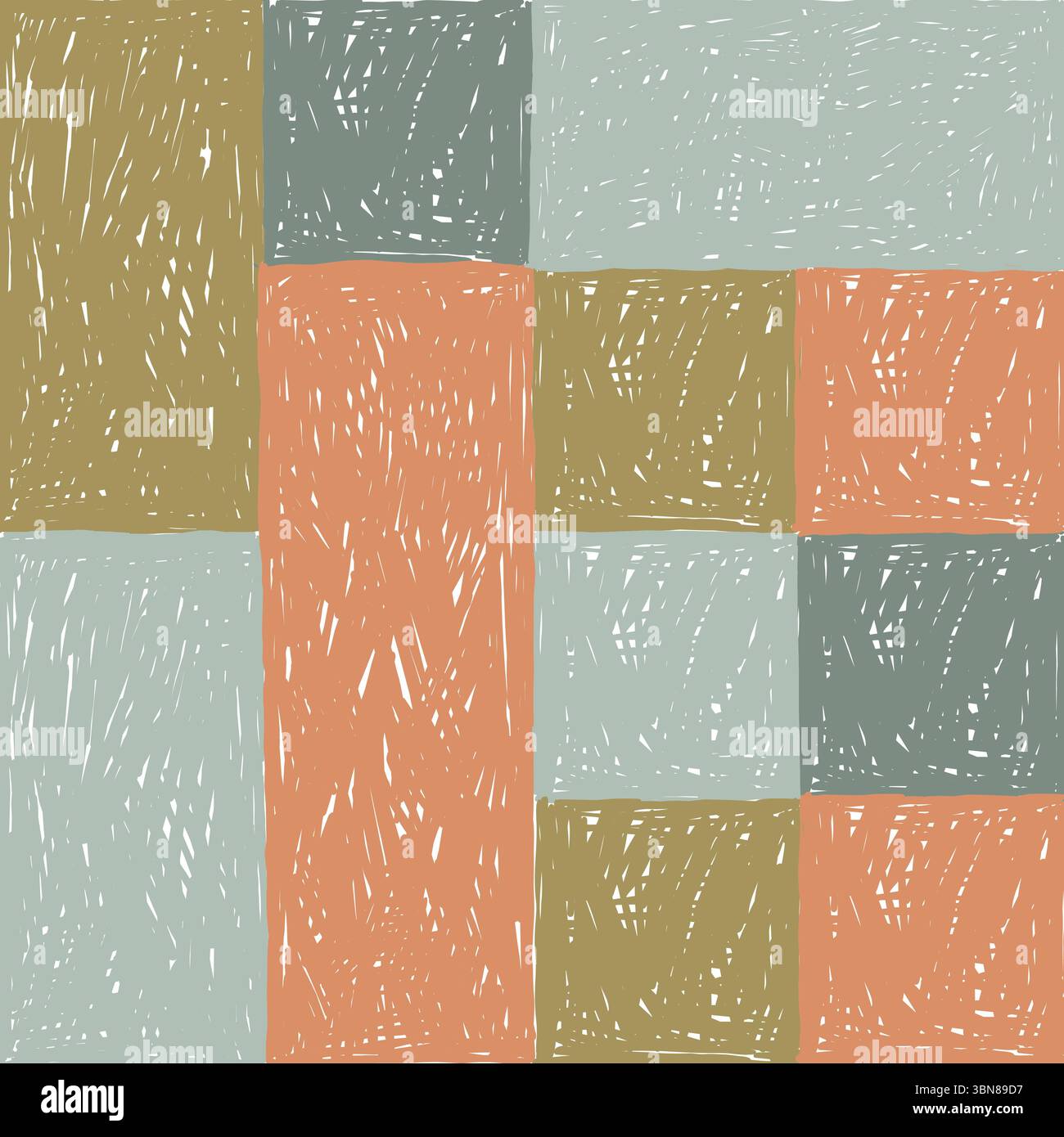 Patchwork senza cuciture motivo disegnato a mano senza cuciture Illustrazione Vettoriale