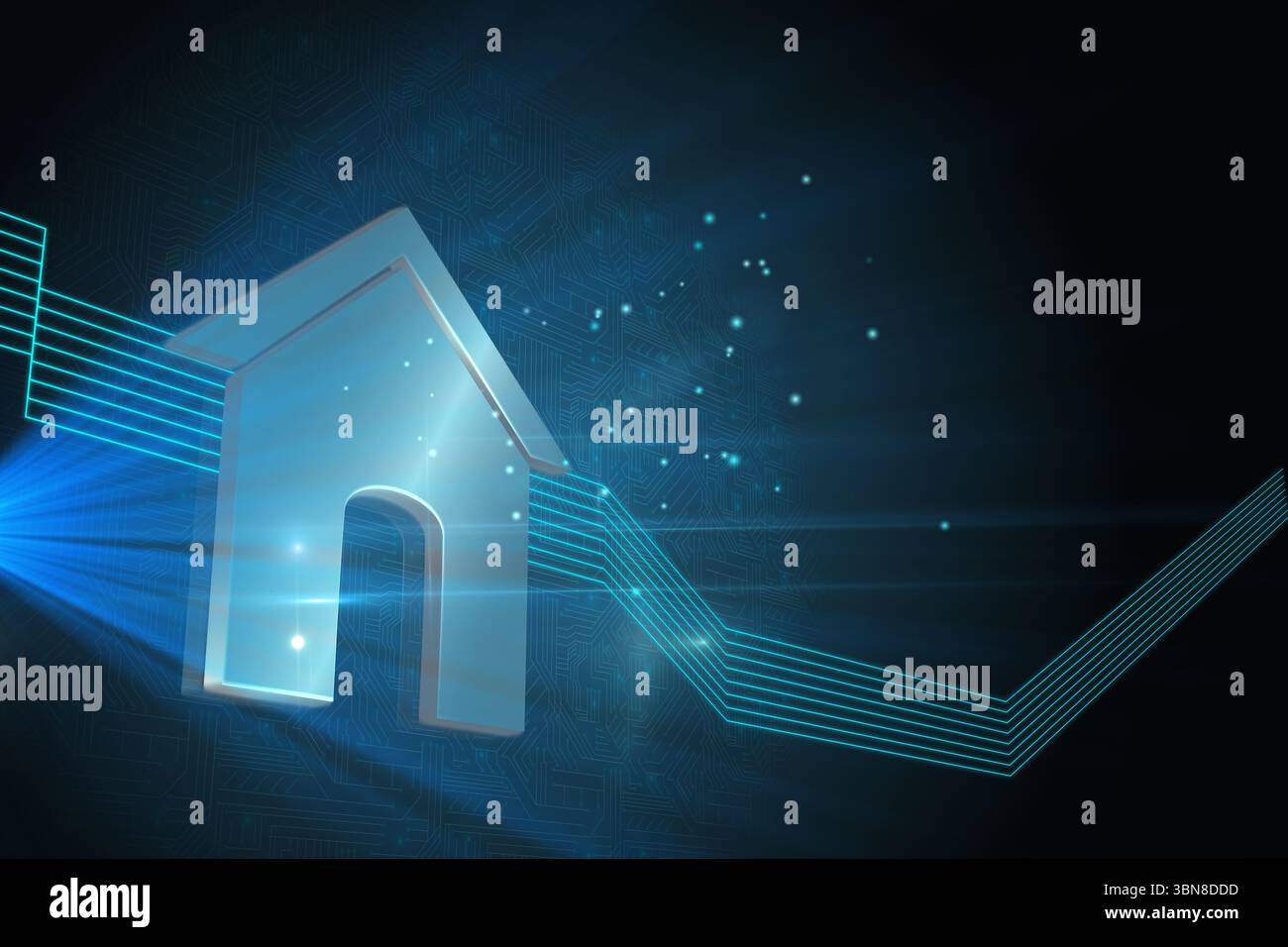 Casa lucido su sfondo nero Foto Stock