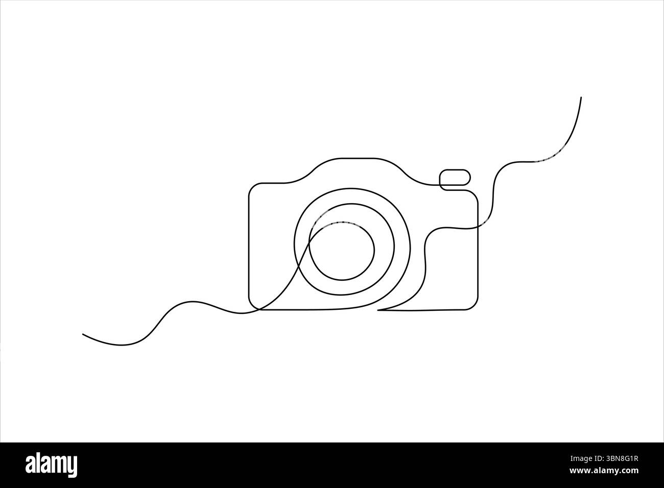 La videocamera disegna con una linea grafica su uno sfondo bianco con un'icona vettoriale a linea singola Illustrazione Vettoriale