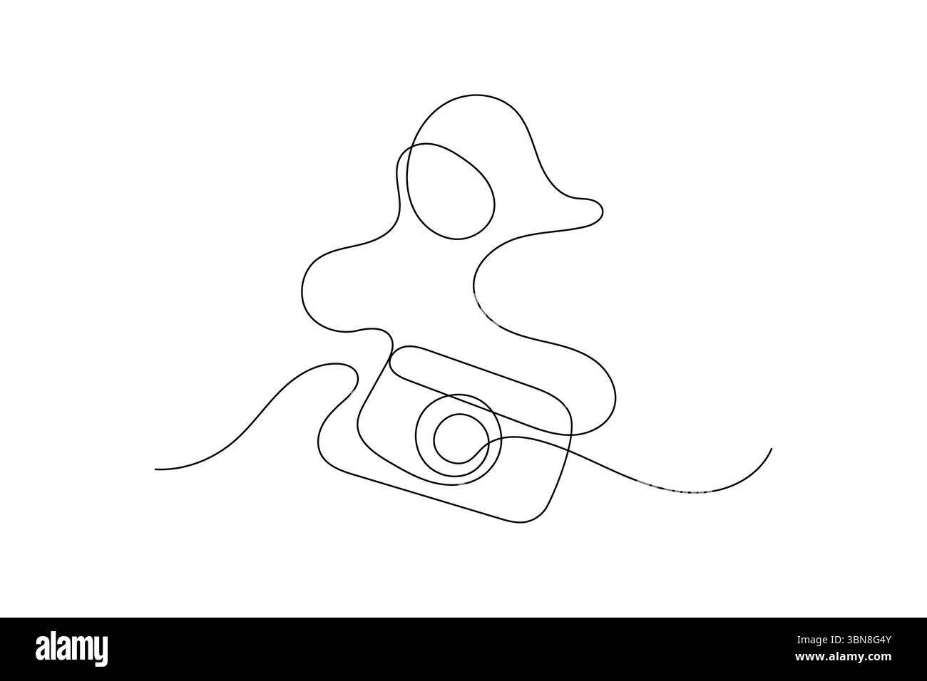 La videocamera disegna con una linea grafica su uno sfondo bianco con un'icona vettoriale a linea singola Illustrazione Vettoriale