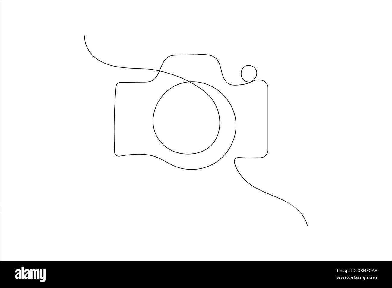 La videocamera disegna con una linea grafica su uno sfondo bianco con un'icona vettoriale a linea singola Illustrazione Vettoriale