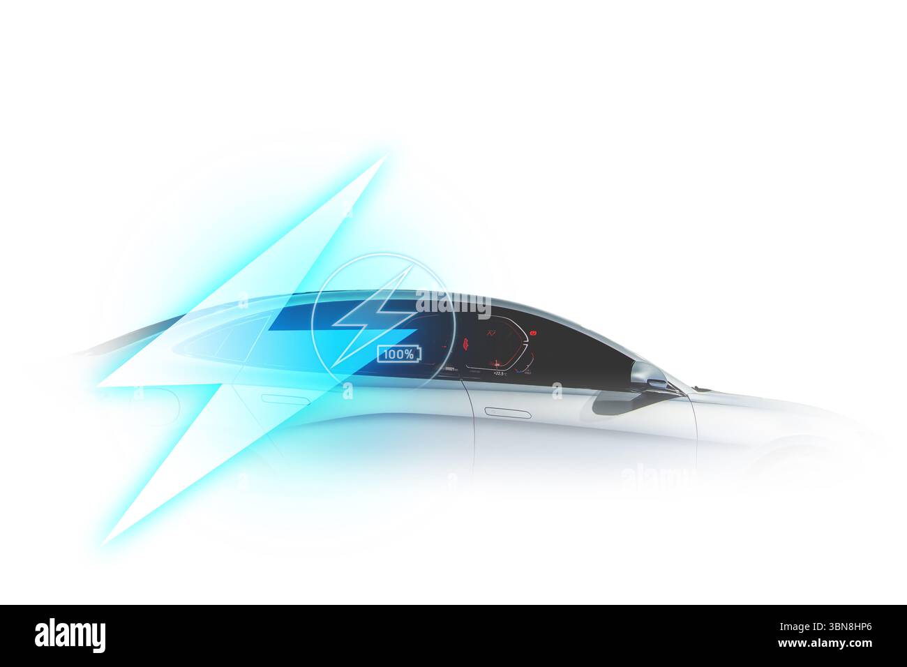 Il cavo di alimentazione della pompa collega l'alimentazione di carica alla vettura EV del veicolo elettrico. Foto Stock