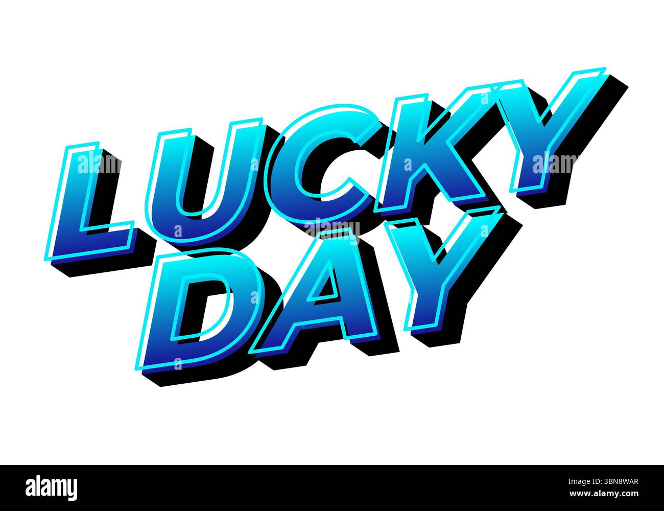 Un design grafico vibrante con le parole "GIORNO FORTUNATO" in grassetto e scritte 3D. Il testo è formattato con una sfumatura di sfumature blu e un effetto ombra, g Illustrazione Vettoriale