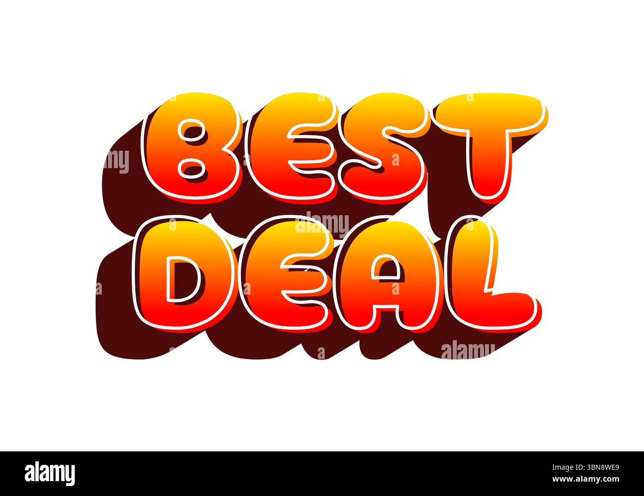 Grafica con testo colorato con le parole Best Deal in un carattere vivace e vivace con sfumature da giallo ad arancione, su sfondo bianco Illustrazione Vettoriale