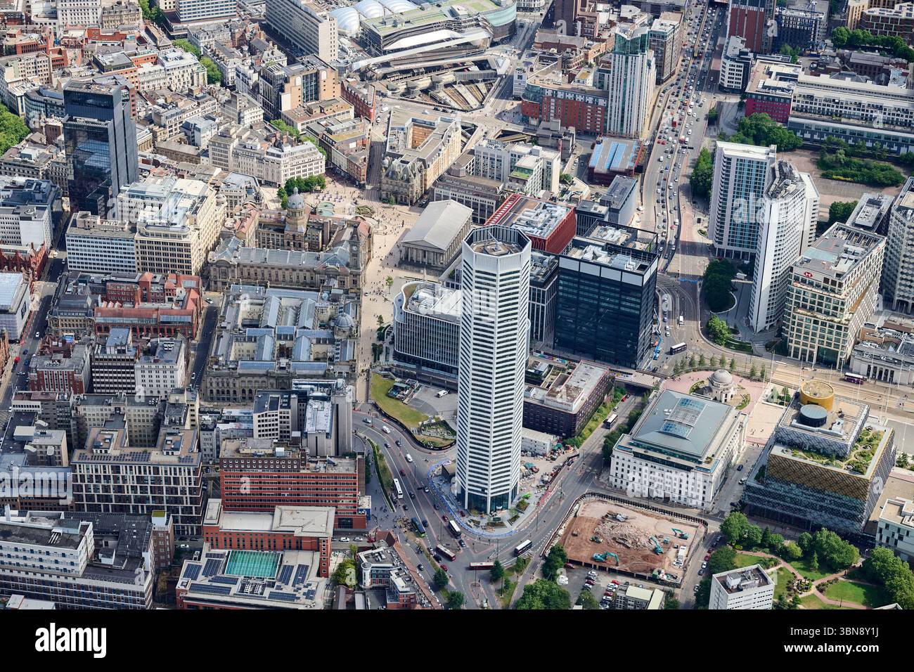Vista aerea del centro di Birmingham, West Midlands, Inghilterra centrale, Regno Unito Foto Stock