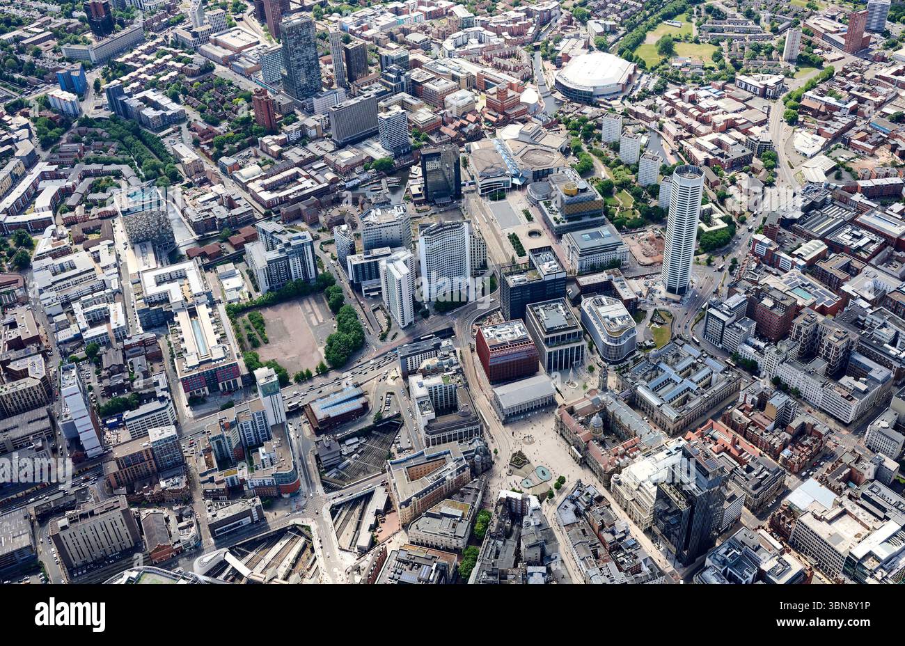 Vista aerea del centro di Birmingham, West Midlands, Inghilterra centrale, Regno Unito Foto Stock