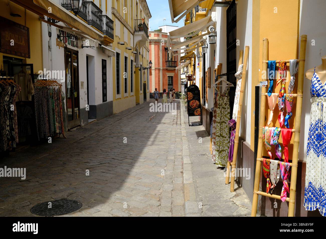 Strade nel quartiere ebraico di Siviglia, Spagna Foto Stock