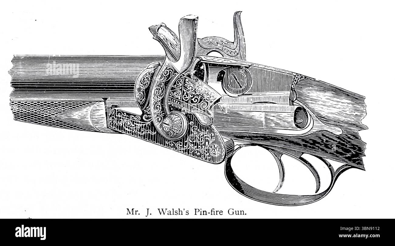 Mr. J. Walsh's pin-Fire Gun from ' The gun and its Development ' di Greener, W. W. (William Wellington) data di pubblicazione 1897 Foto Stock