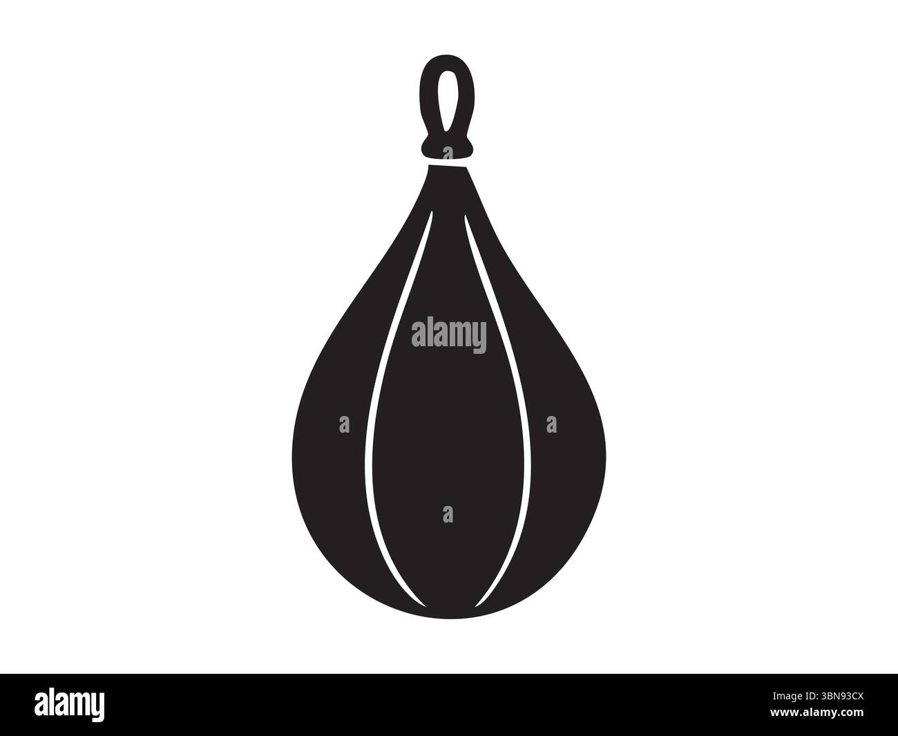 Sagoma nera di un sacchetto di velocità da boxe isolato su sfondo bianco, illustrazione grafica. concetto di fitness, attrezzature sportive, attrezzi per l'allenamento, attrezzature per la palestra Illustrazione Vettoriale