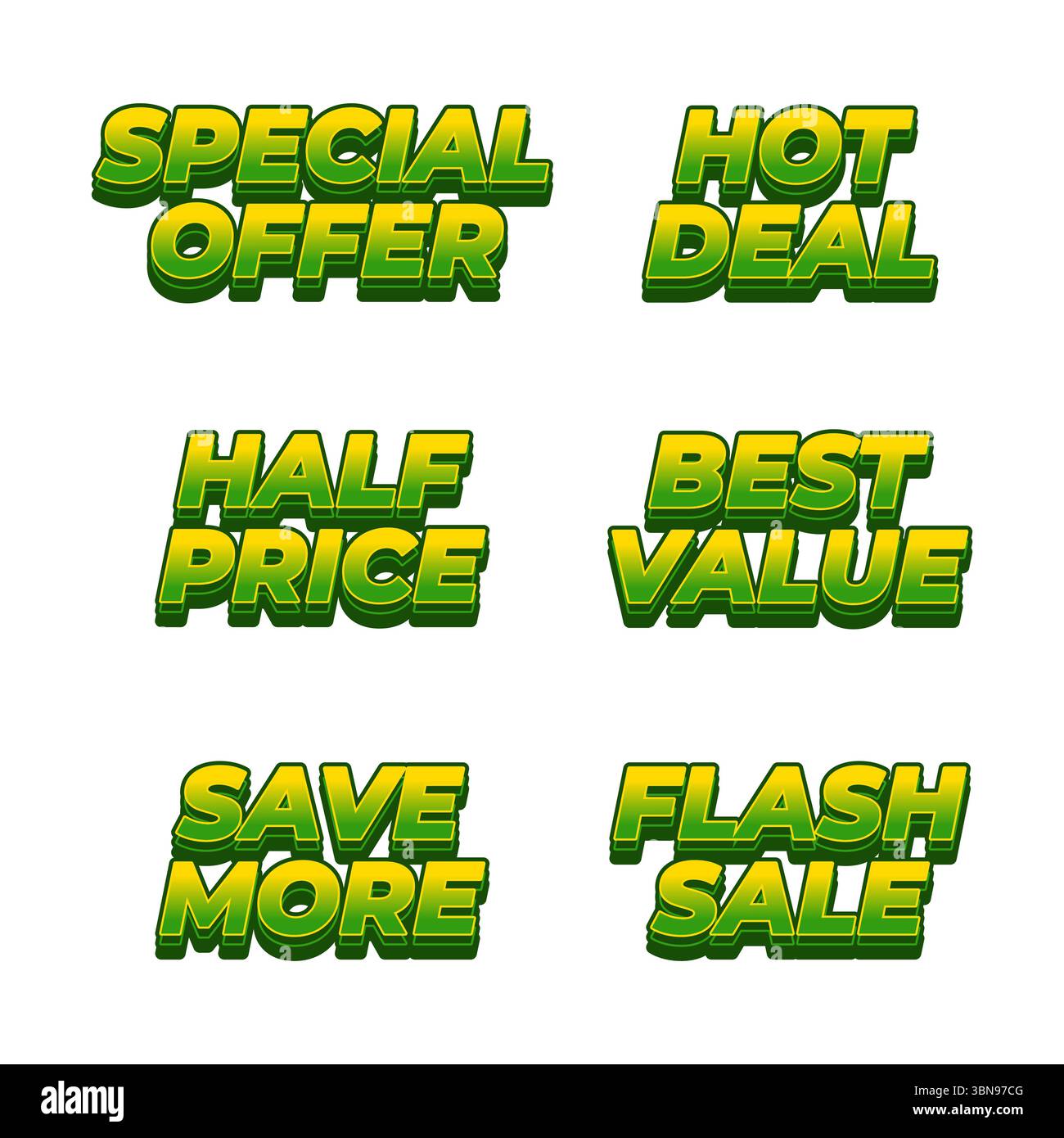 Testo promozionale verde brillante, perfetto per campagne di sconto Illustrazione Vettoriale