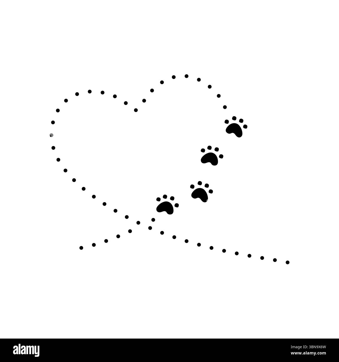 Il punto del cuore e la zampa del cane stampano l'icona del gatto del cane Illustrazione Vettoriale