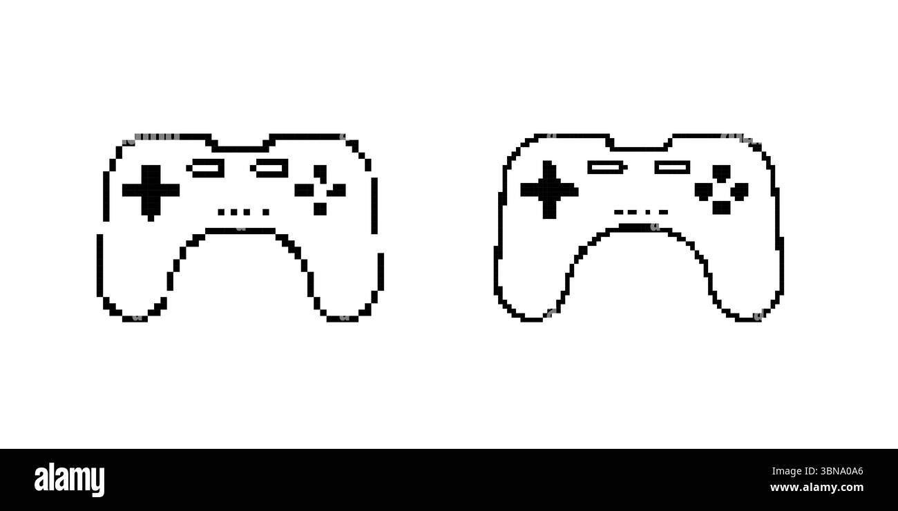 Controller per videogiochi Mosaic pixel art con stile retrò a 8 bit per gli appassionati di videogiochi nostalgici Illustrazione Vettoriale